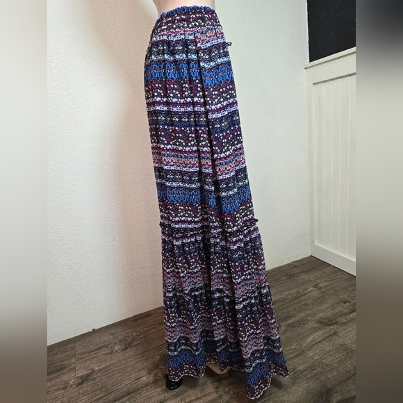 Imaginary Voyage Multicolor Tiered Boho Peasant Lined Maxi Skirt Size Large - Picture 12 of 14